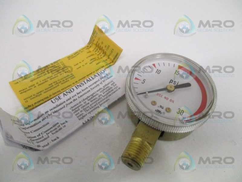 US GAUGE 5ZP74 P618K PRESSURE GAUGE 2" 0/30 PSI NSMP