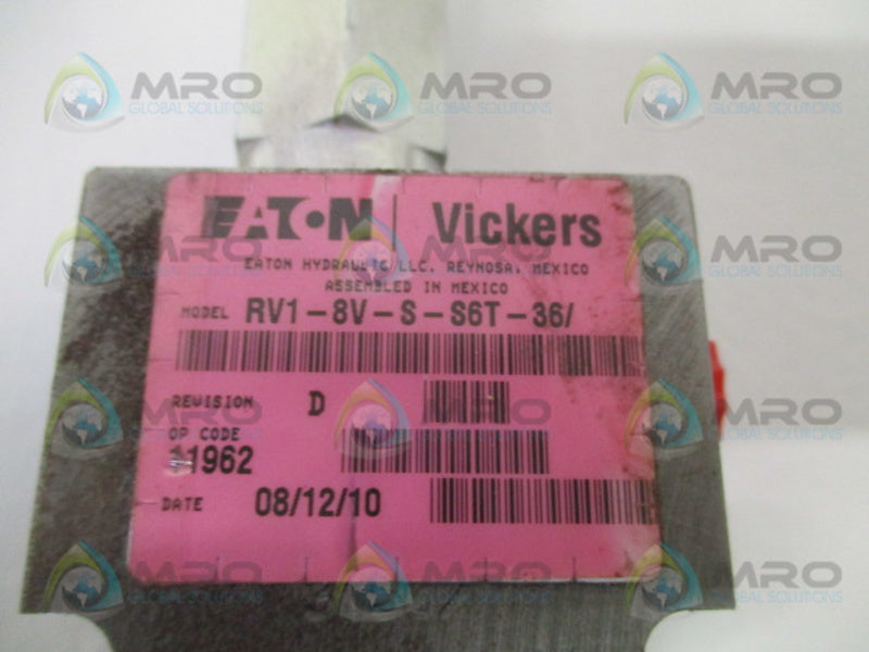 VICKERS RV1-8V-S-S6T-36 HYDRUALIC VALVE NSNP