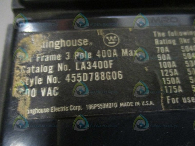 WESTINGHOUSE LA3350 CIRCUIT BREAKER 350A NSNP