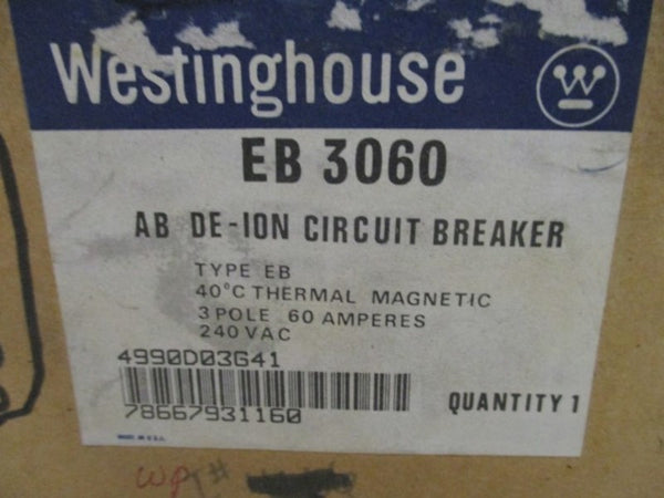 WESTINGHOUSE EB3060 CIRCUIT BREAKER 60A NSMP