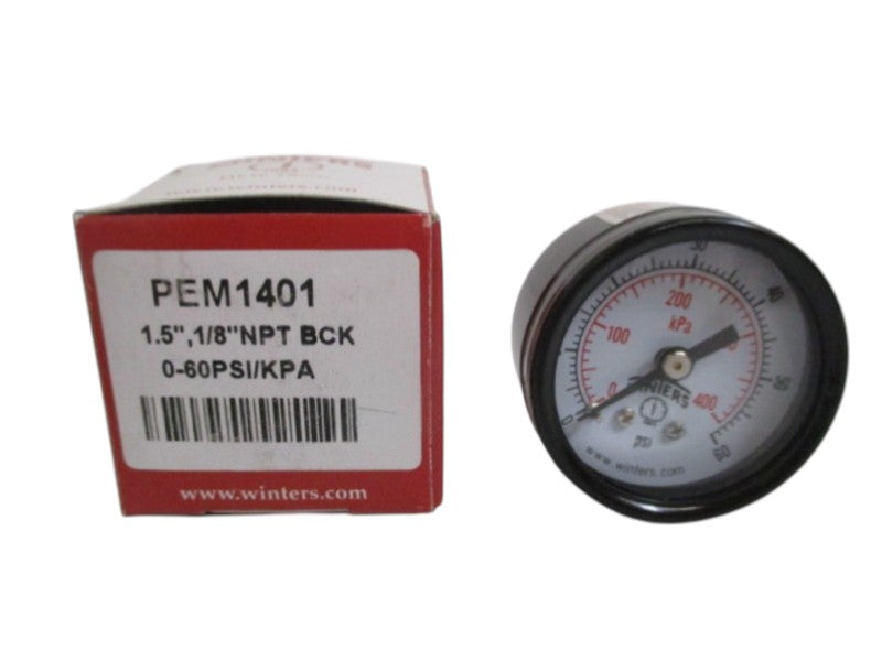 WINTERS PEM1401 PRESSURE GAUGE 0-60PSI/KPA NSMP