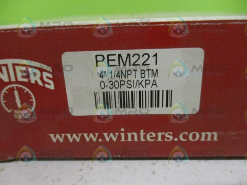 WINTERS PEM221 PRESSURE GAUGE 0-30 PSI NSMP