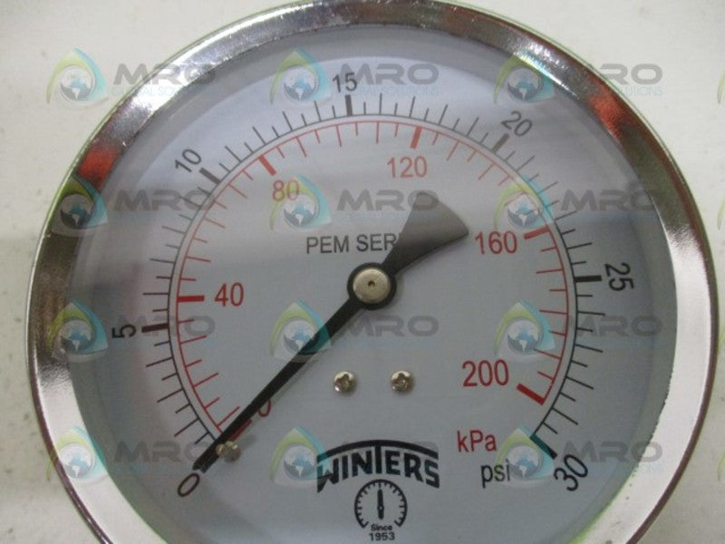 WINTERS PEM221 PRESSURE GAUGE 0-30 PSI NSMP