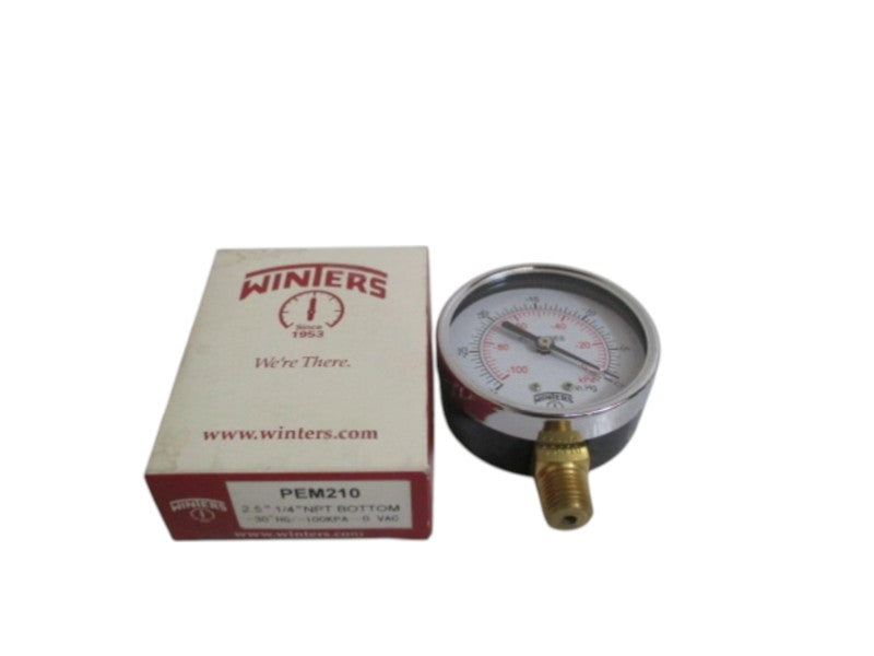 WINTERS PEM210 PRESSURE GAUGE -30 inHG / -100 KPA NSMP