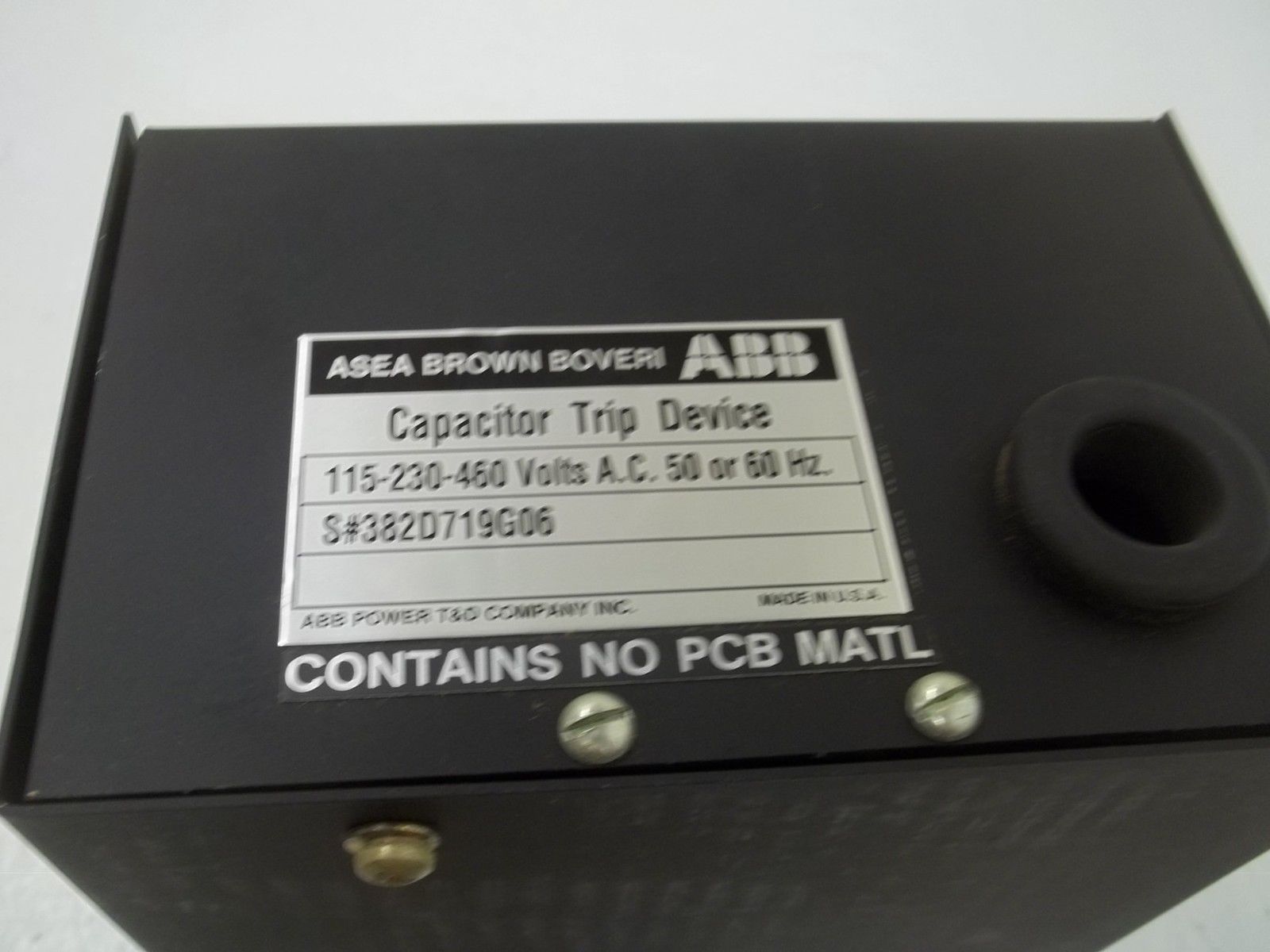 ABB 382D719G06 CAPACITOR TRIP DEVICE 115-230-460VOLT *USED*