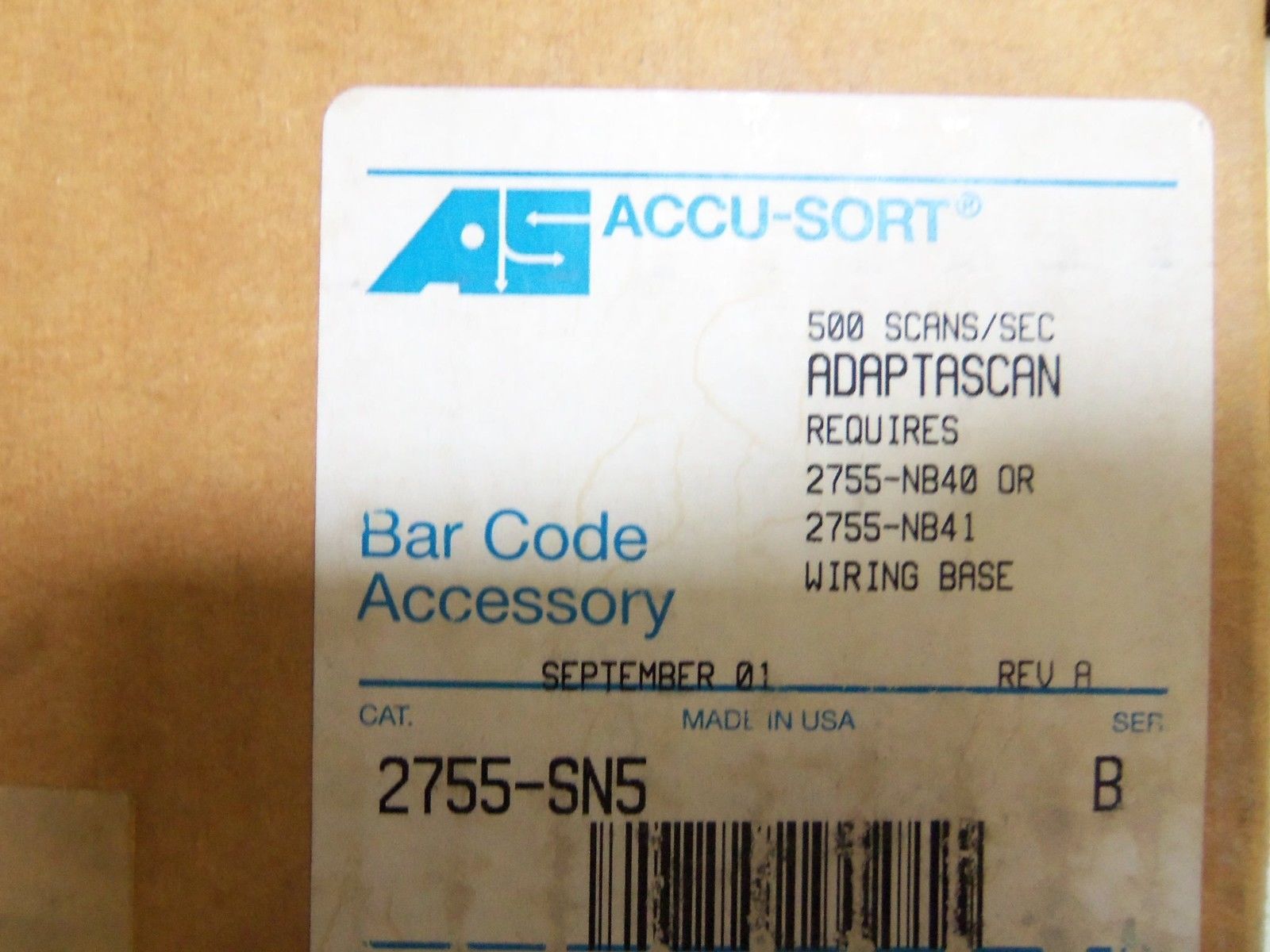 ACCU-SORT 2755-SN5 SERIES B BARCODE READER ADAPTSCAN NSMP