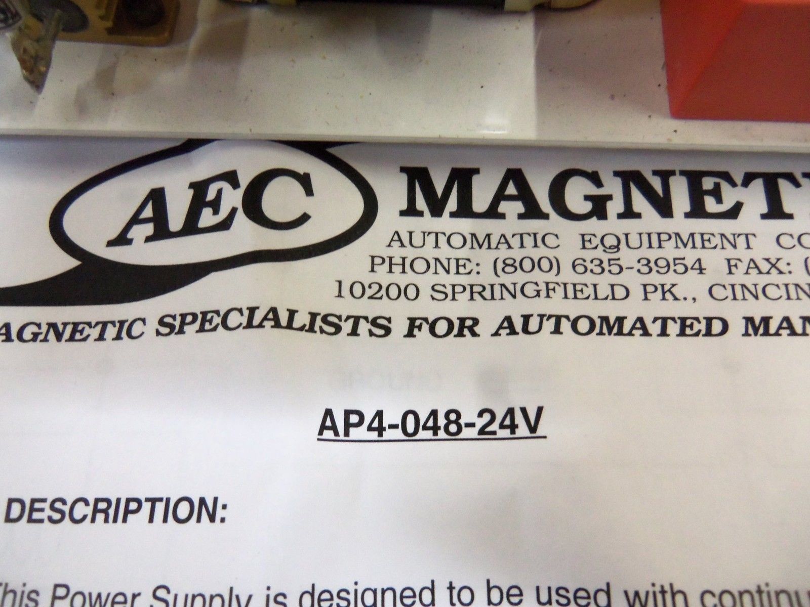 AEC MAGNETICS AP4-048-24V POWER SUPPLY *NEW IN BOX*
