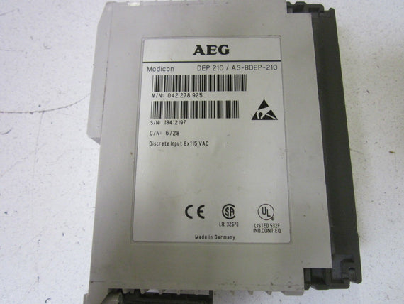 AEG MODICON DEP210/AS-BDEP-210 DISCRETE INPUT MODULE (MISSING TERMINAL) *USED*