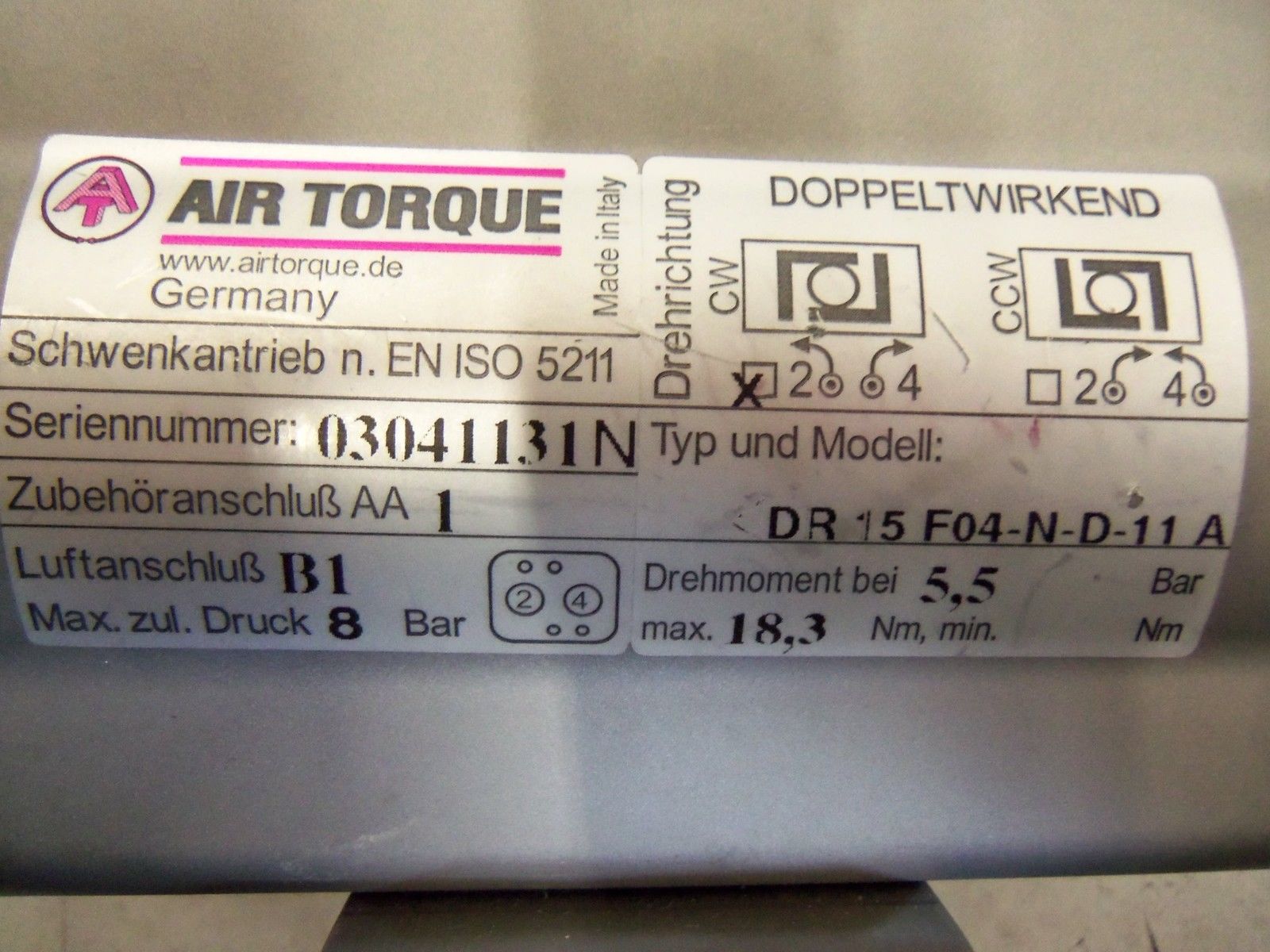 AIR TORQUE DR15F04-N-D-11A *NEW NO BOX*