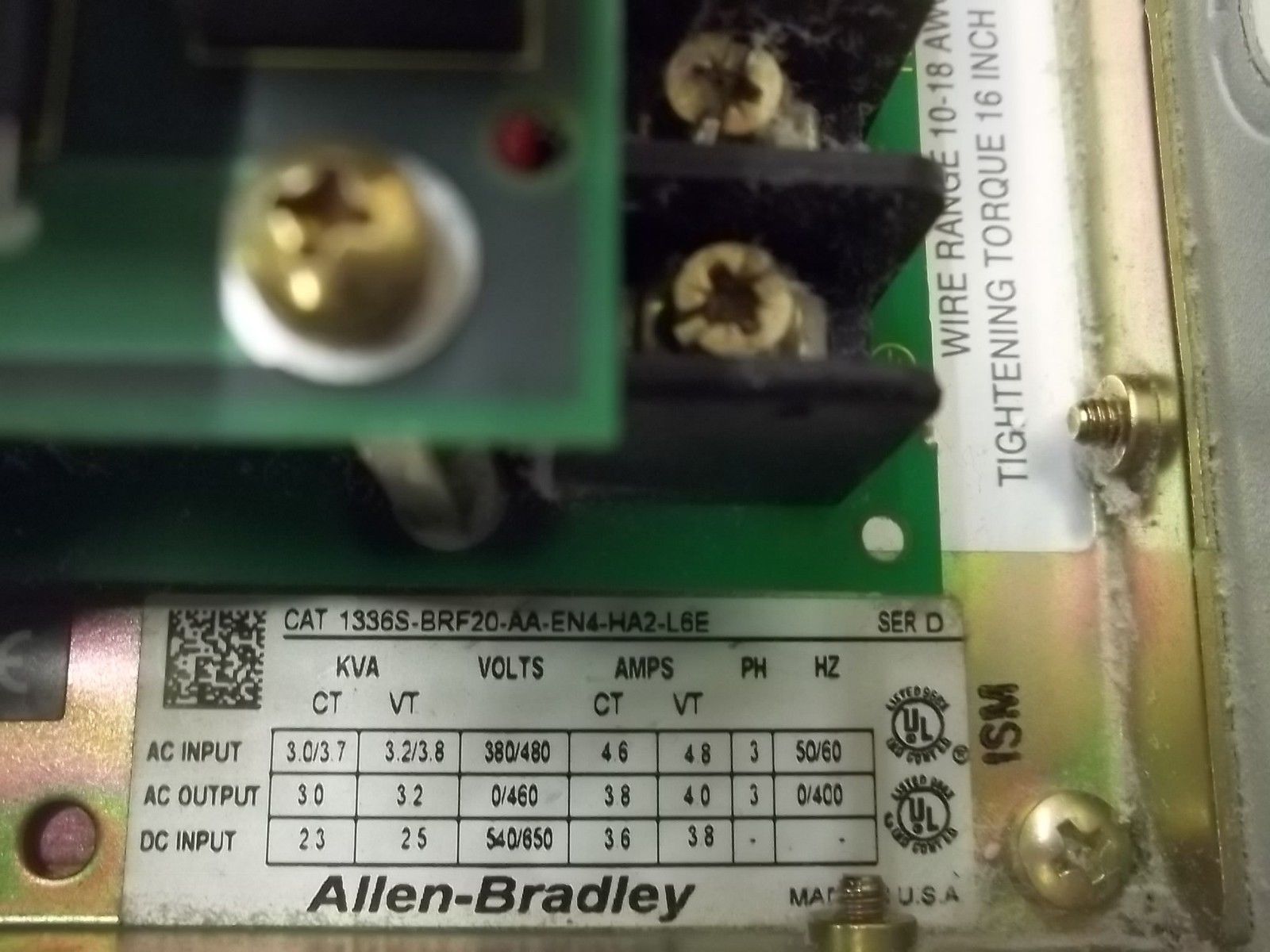 ALLEN  BRADLEY 1336S-BRF20-AA-EN4-HA2-L6E SER.D DRIVE (AS PICTURED)  UNMP