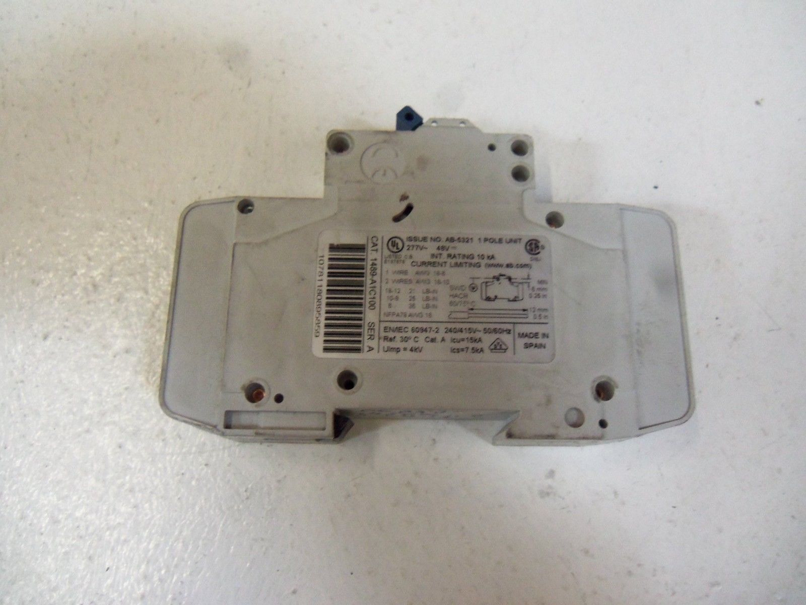 ALLEN BRADLEY 1489-A1C100 SER. A CIRCUIT BREAKER  UNMP