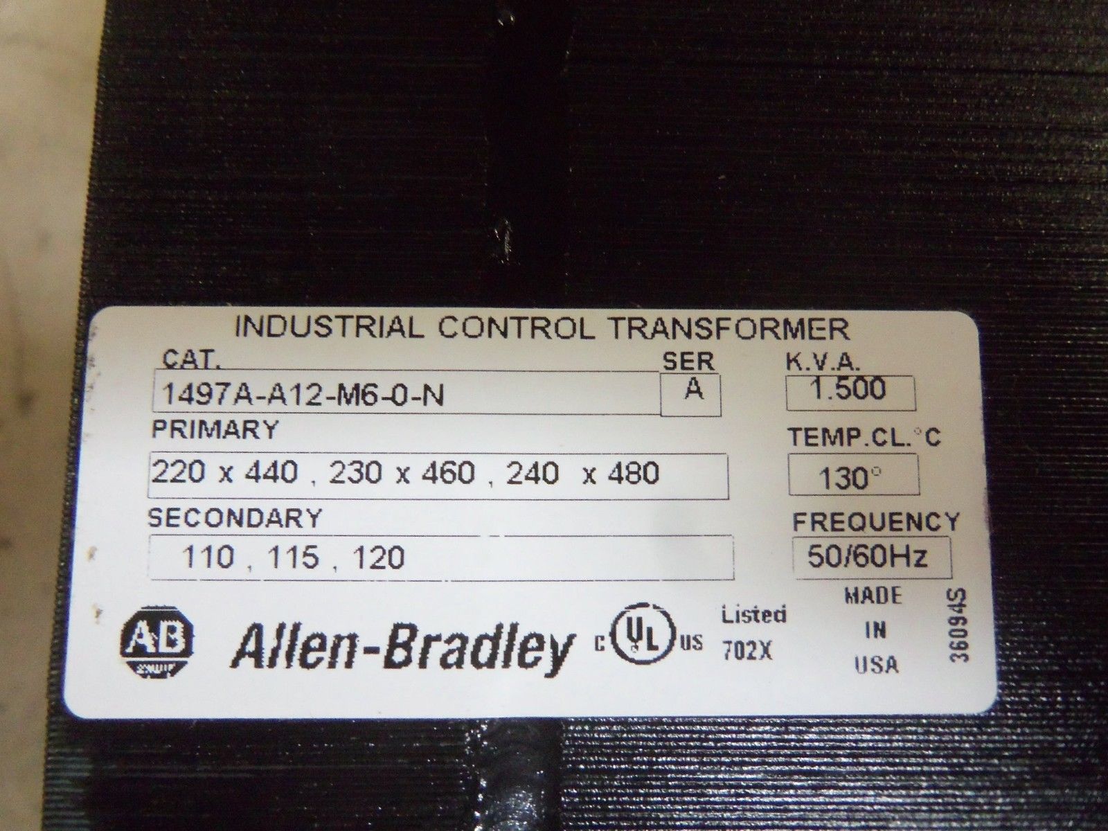 ALLEN BRADLEY 1497A-A12-M6-0-N SER. A TRANSFORMER *NEW NO BOX*