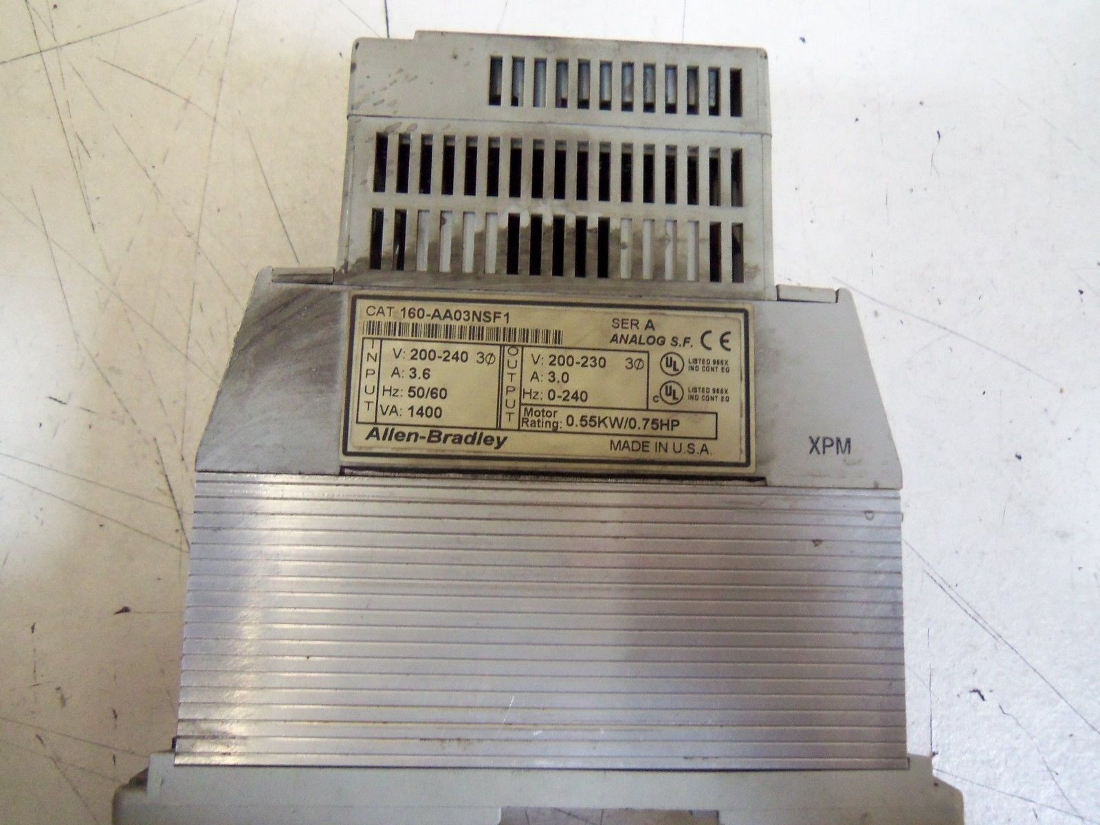 ALLEN BRADLEY 160-AA03NSF1 SER. A F/W 4.04 SPEED CONTROLLER (NO KEYPAD) *USED*