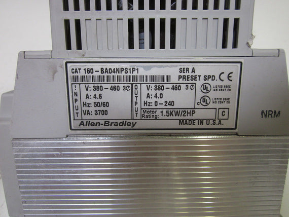 ALLEN BRADLEY 160-BA04NPS1P1 SER. A F/W 4.07 SPEED CONTROLLER *USED*