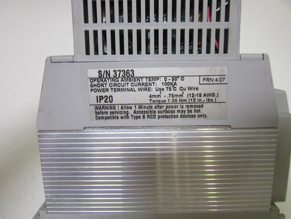 ALLEN BRADLEY 160-BA04NPS1P1 SER. A F/W 4.07 SPEED CONTROLLER *USED*
