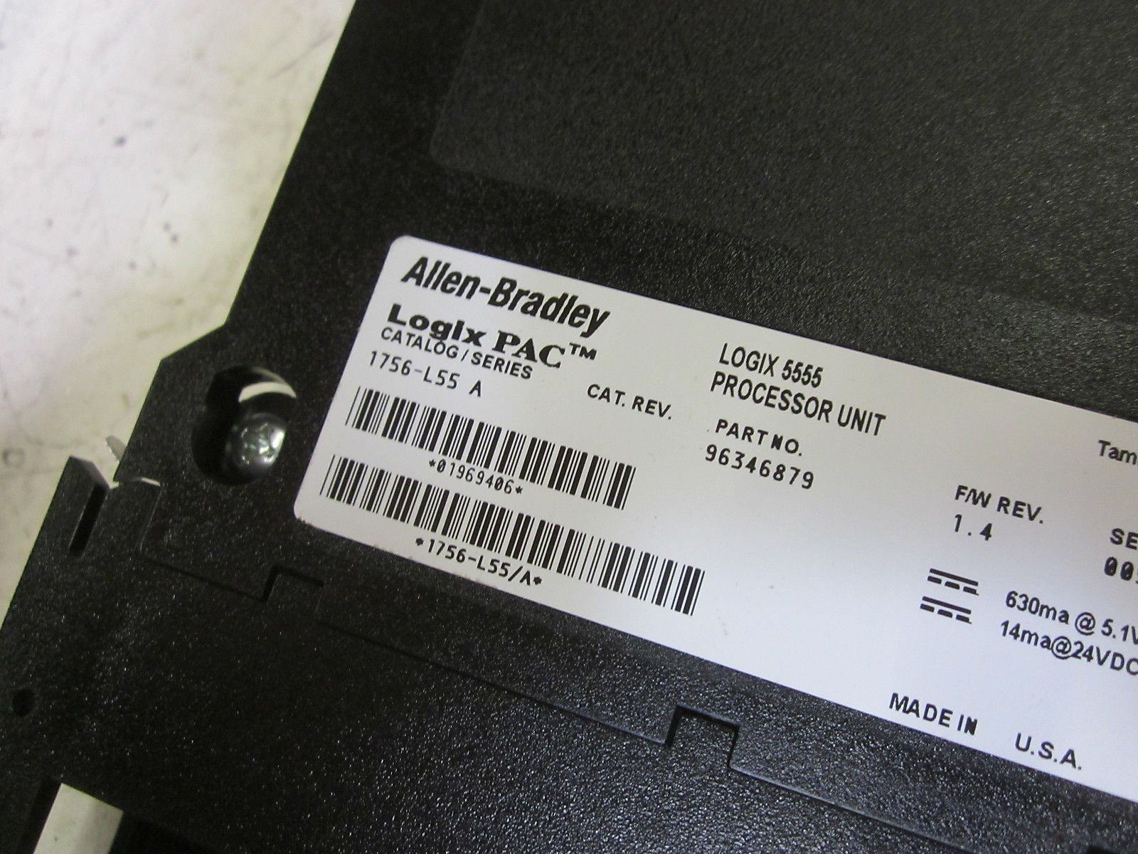 INDUSTRIAL SPARE PART CONTROLLOGIX 1756-L55 SER. A F/W 1.4 PROCESSOR UNIT NSMP
