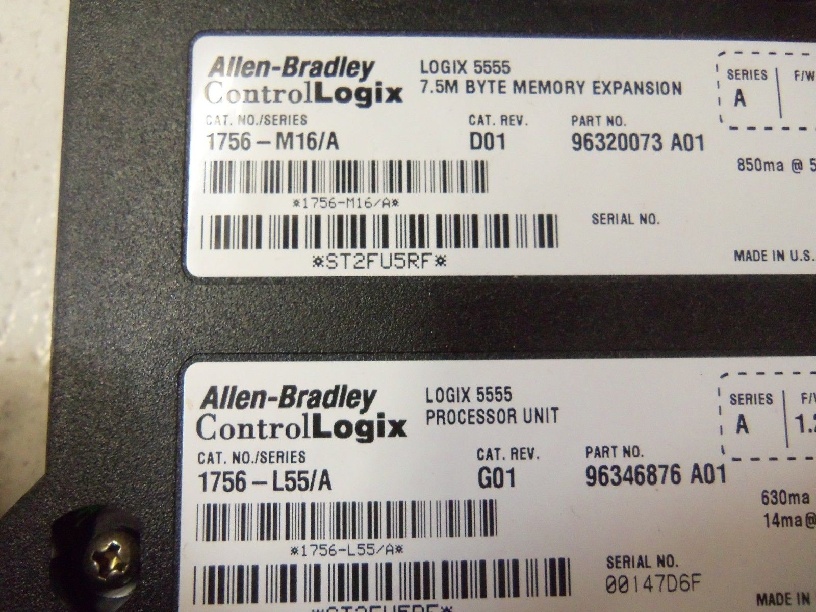 INDUSTRIAL SPARE PART CONTROLLOGIX 1756-L55M16 SER. A F/W 1.2 (NO BATTERY) NSMP