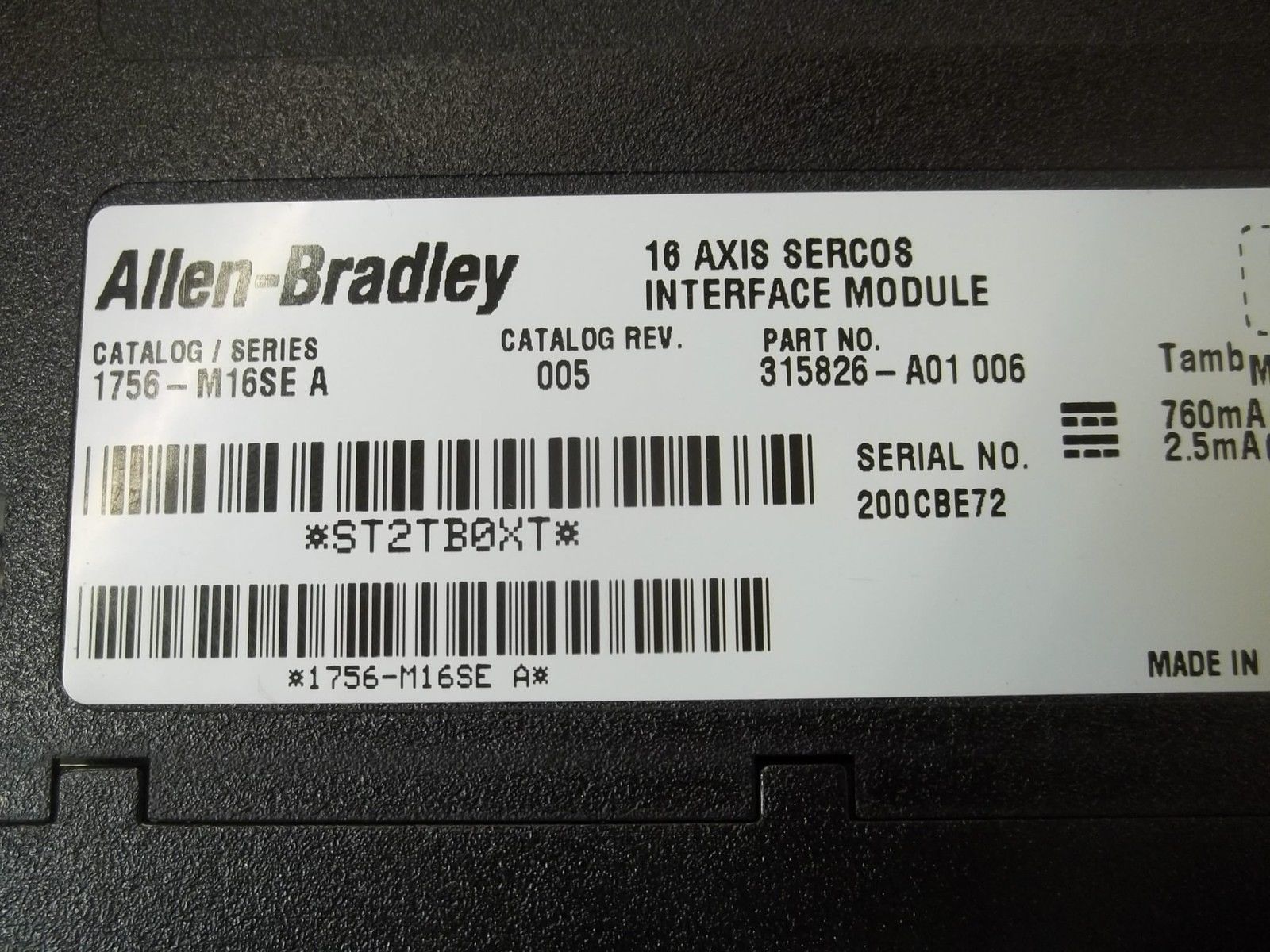 INDUSTRIAL SPARE PART CONTROLLOGIX 1756-M16SE SER. A F/W 13.7 INTERFACE NSNP