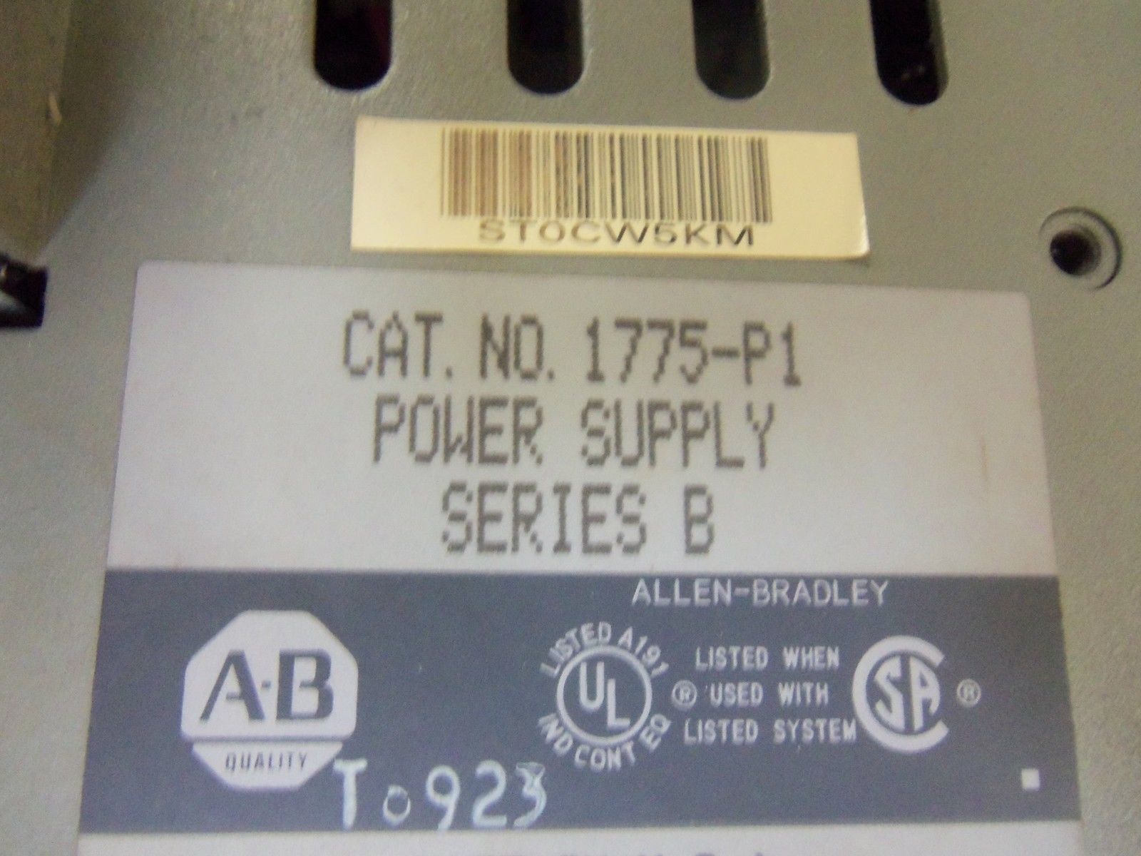 ALLEN BRADLEY 1775-P1 SER. B POWER SUPPLY  *USED*