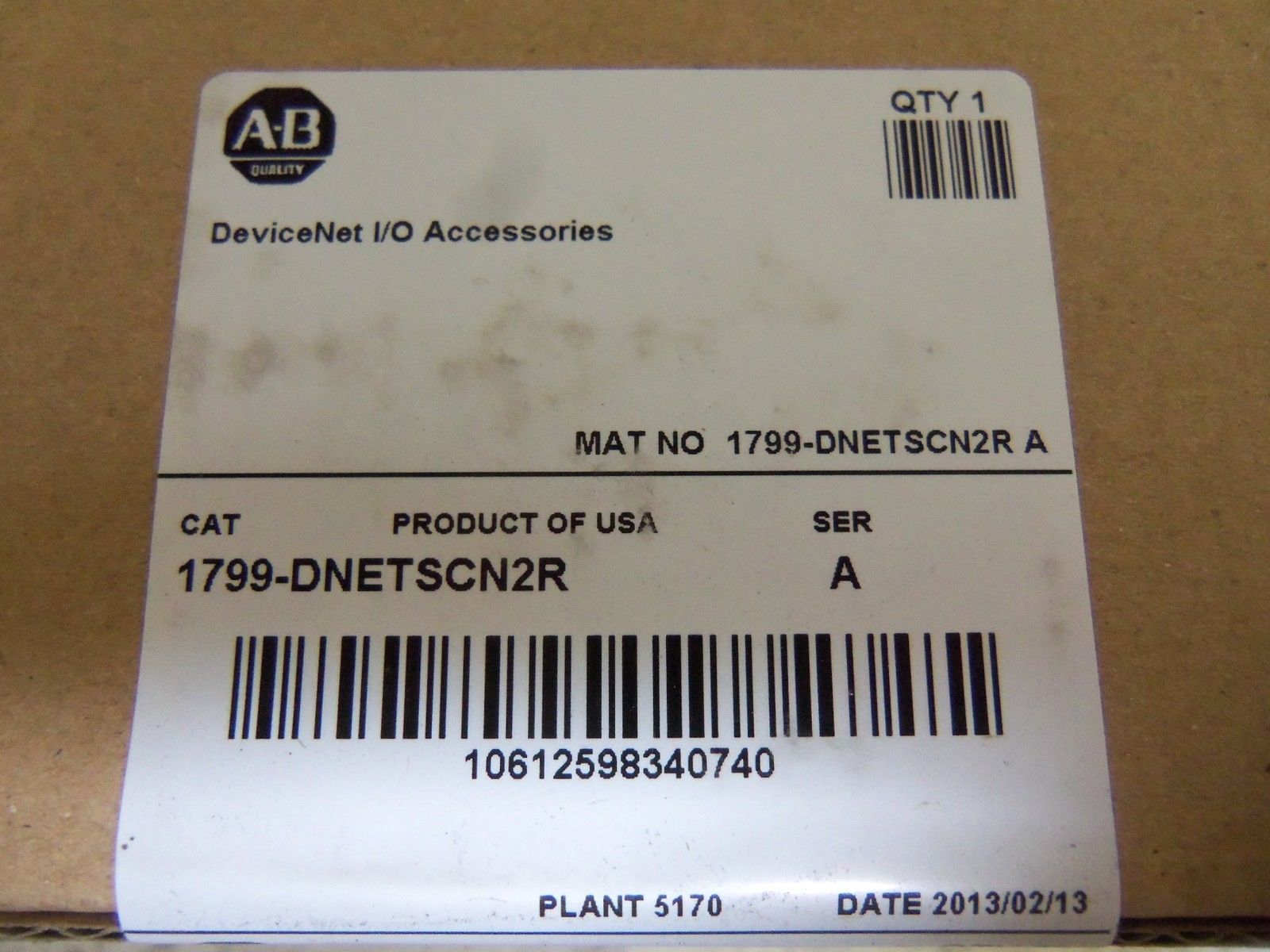 INDUSTRIAL SPARE PART DEVICENET 1799-DNETSCN2R SER. A PLUG DATE: 2013 NSFS
