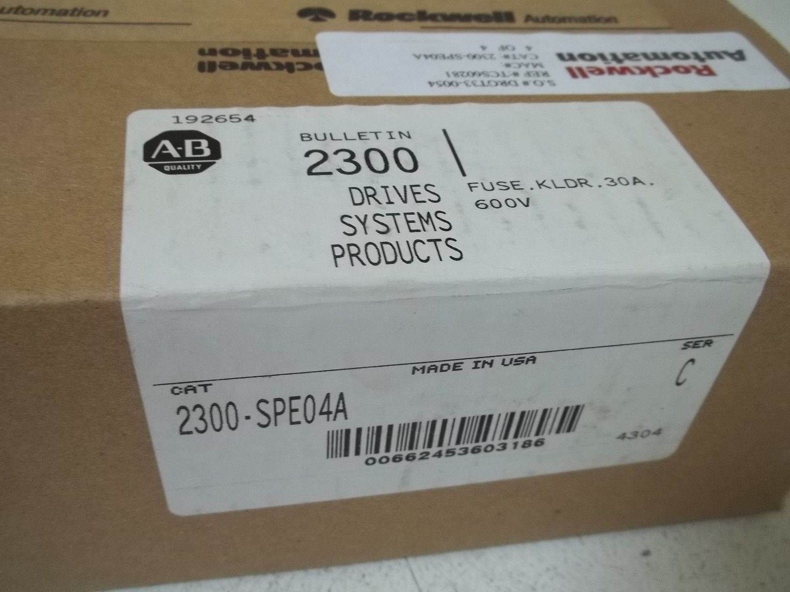 INDUSTRIAL SPARE PART 2300-SPE04A SER.C FUSE, KLDR, 30A 600V NSMP