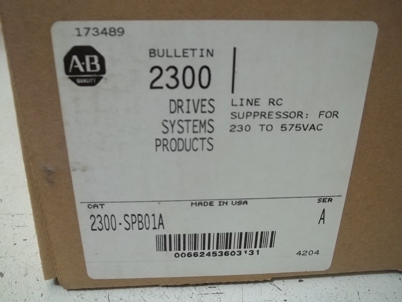 ALLEN BRADLEY 2300-SPB01A SER.A LINE RC SUPPRESSOR:FOR 230-575VAC *NEW IN BOX*