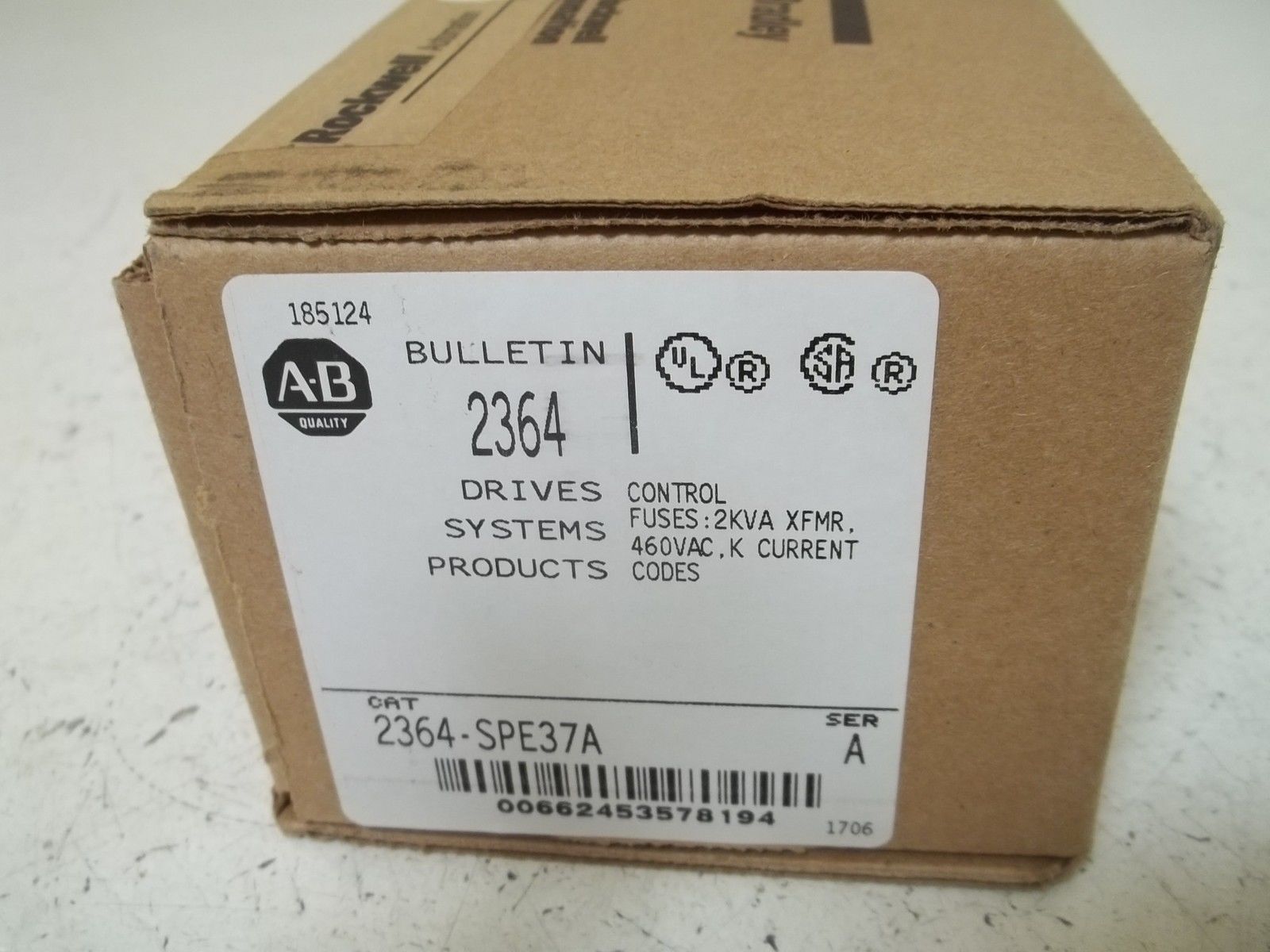 INDUSTRIAL SPARE PART 2364-SPE37A SER.A CONTROL FUSES:2KVA XFMR.460VAC.K FACTORY SEAL