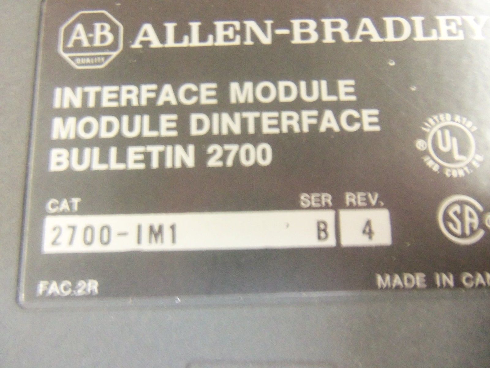 INDUSTRIAL SPARE PART 2700-IM1 SERIES B INTERFACE MODULE UNMP