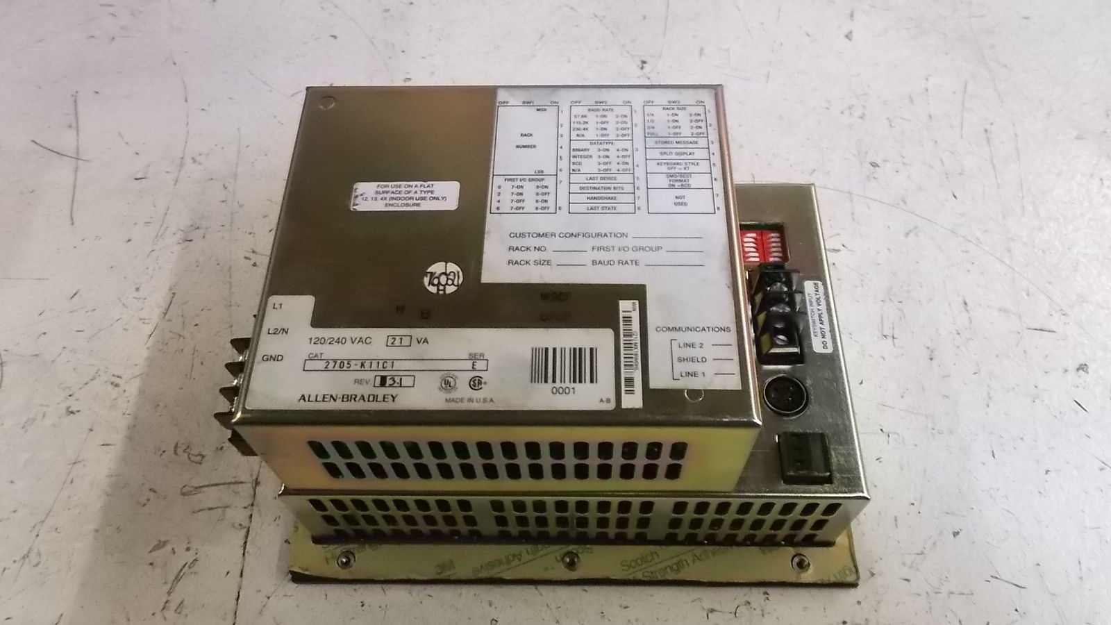 ALLEN BRADLEY 2705-K11C1 SER. E OPERATOR INTERFACE DISPLAY NSMP