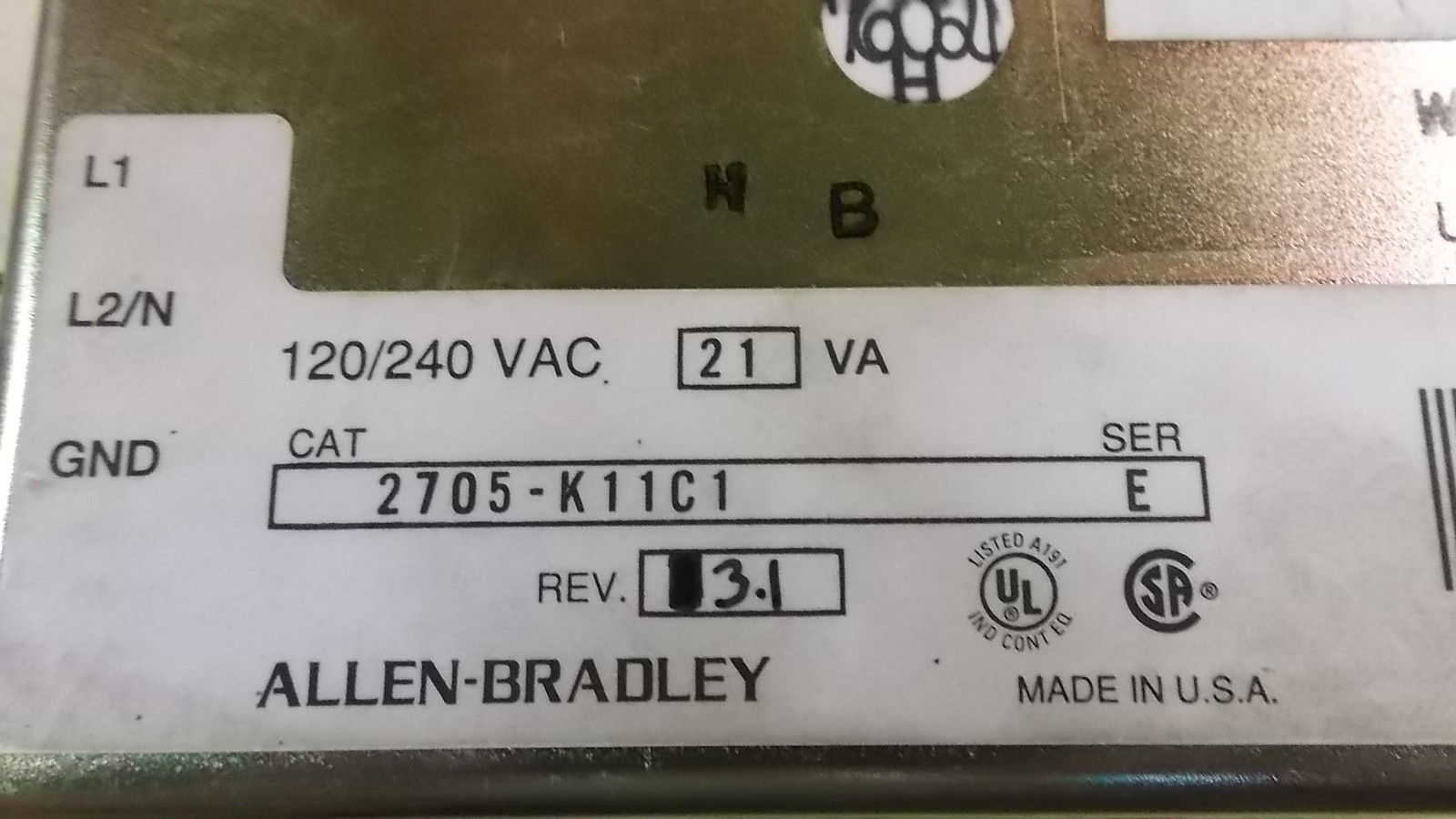 ALLEN BRADLEY 2705-K11C1 SER. E OPERATOR INTERFACE DISPLAY NSMP