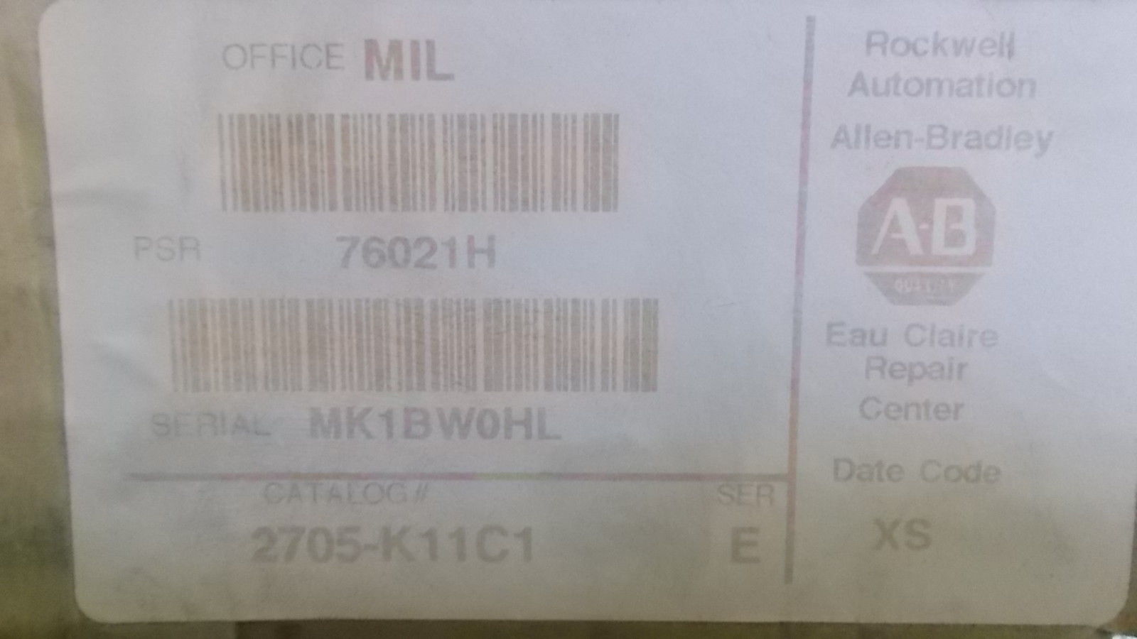 ALLEN BRADLEY 2705-K11C1 SER. E OPERATOR INTERFACE DISPLAY NSMP
