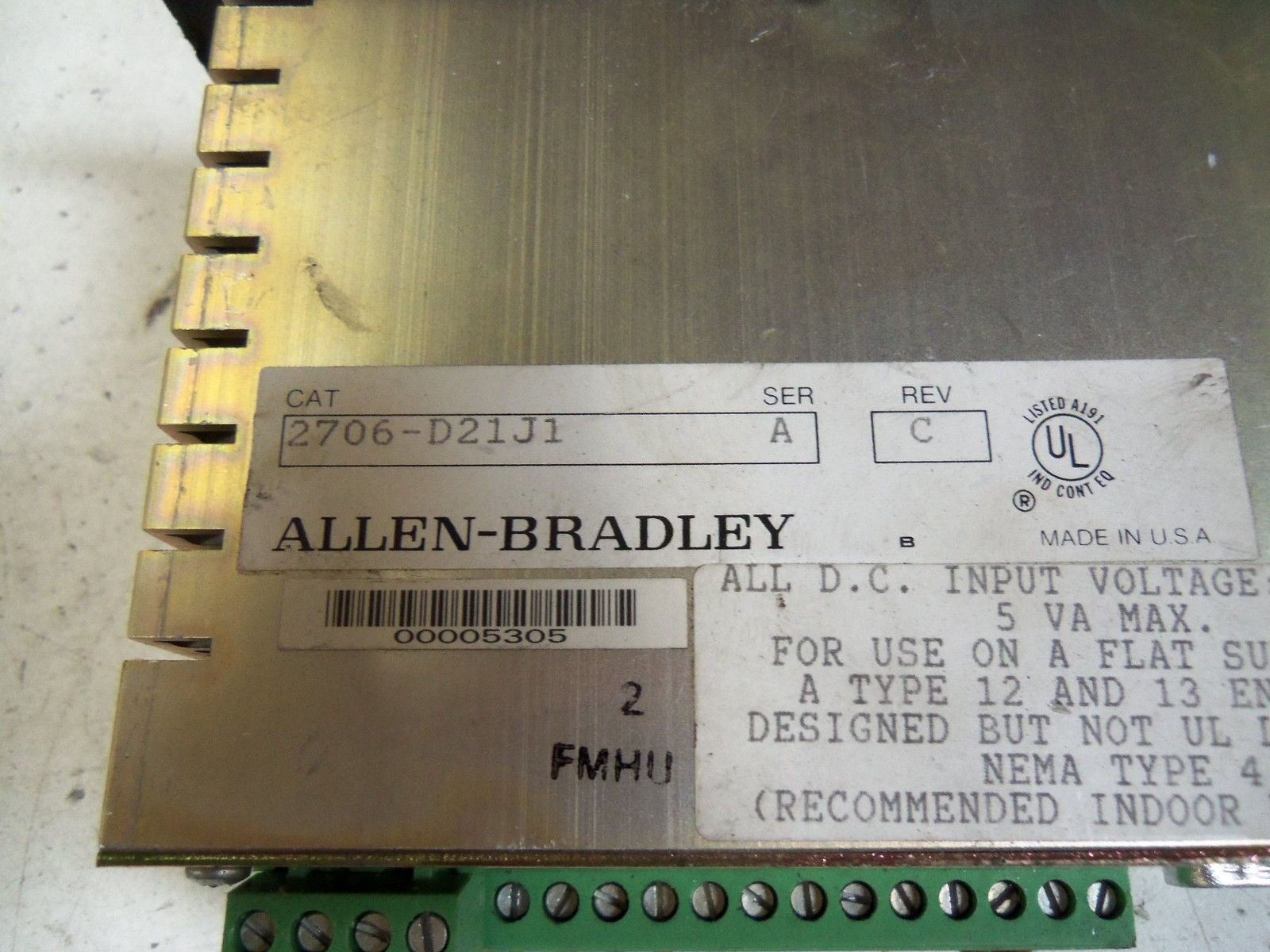 ALLEN BRADLEY 2706-D21J1 SERIES A *USED*