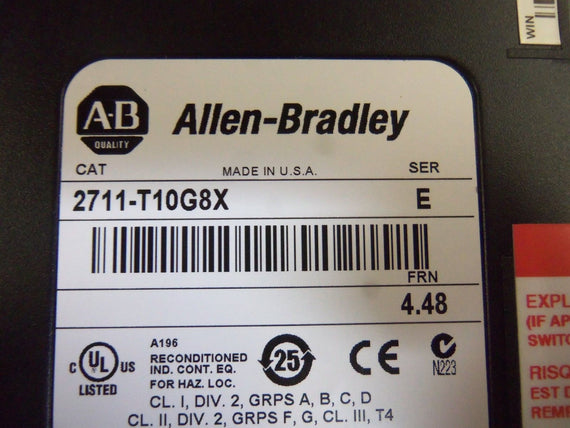ALLEN BRADLEY 2711-T10G8X SER. E F/W 4.48  REMAN NSMP