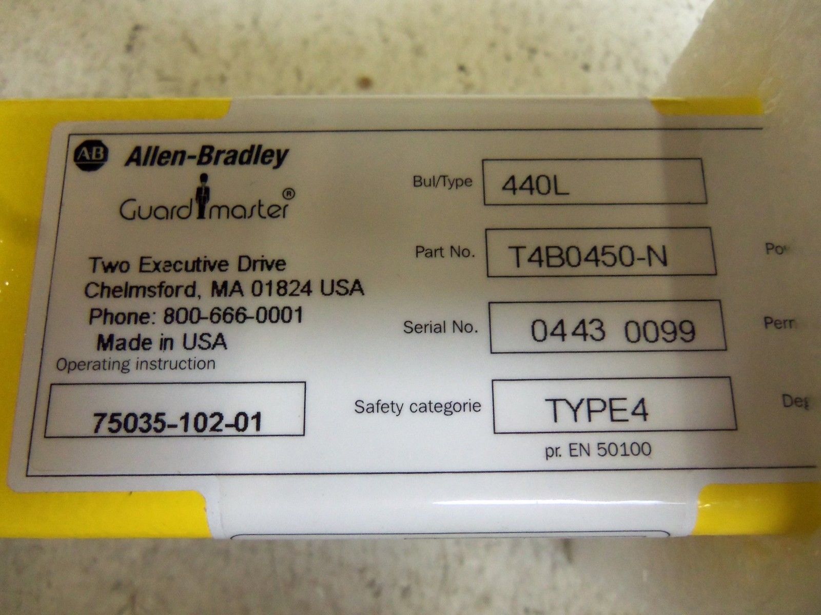 ALLEN BRADLEY 440L-P4B0450-N SERIES A PAIR TRANSMITTER & RECEIVER NSMP