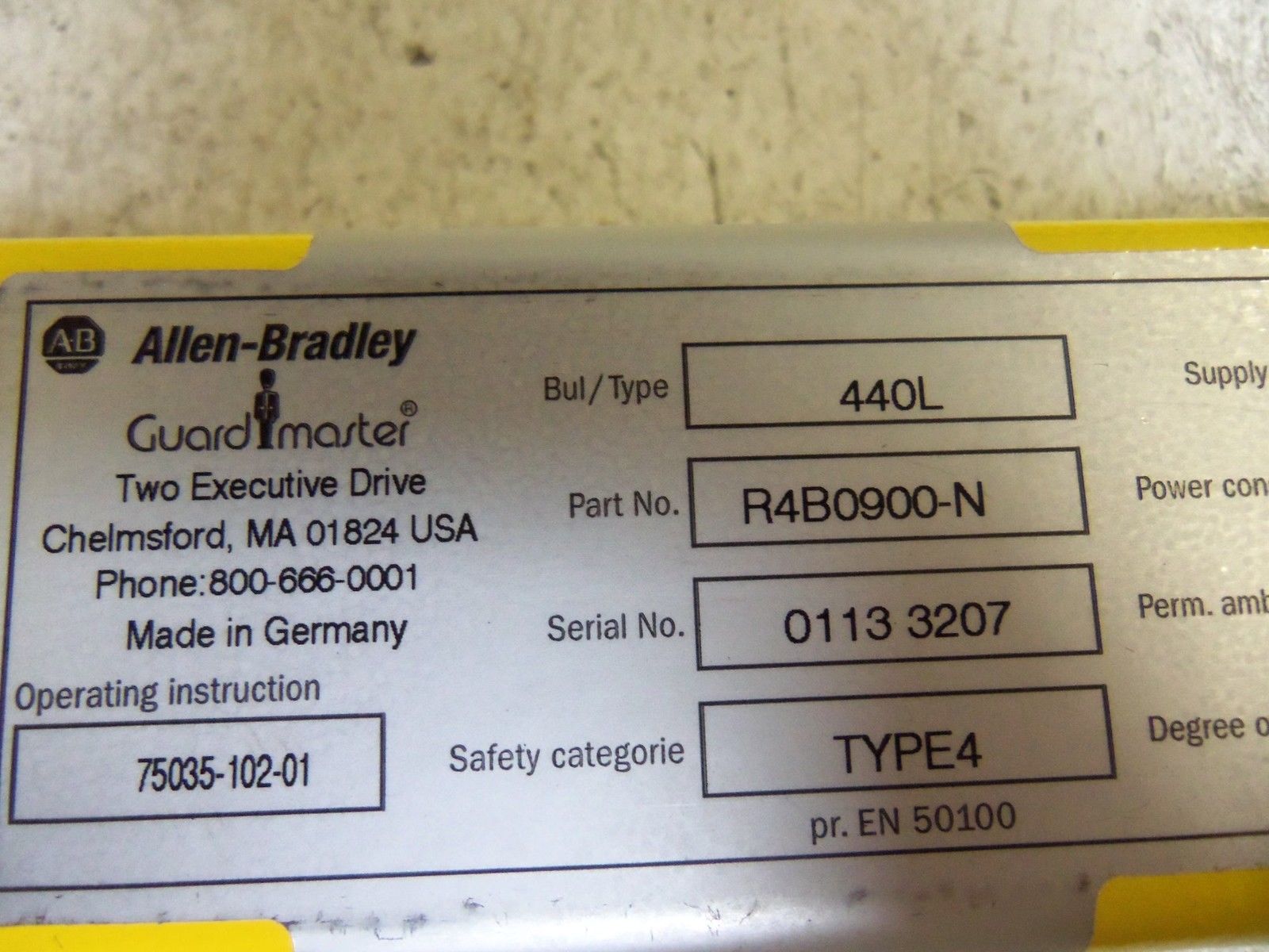 INDUSTRIAL SPARE PART 440L-R4B0900-N RECEIVER UNMP