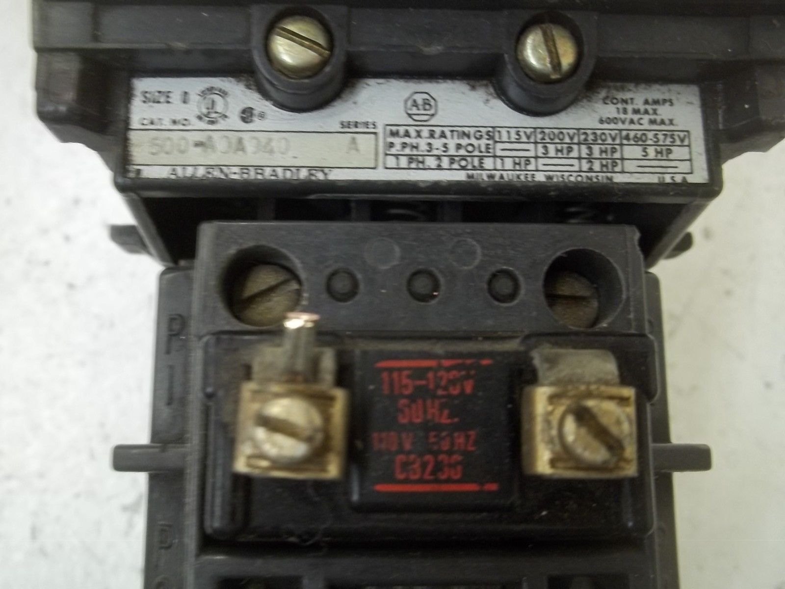 INDUSTRIAL SPARE PART 500-AOA940 SER.A CONTACTOR 115-120V UNMP