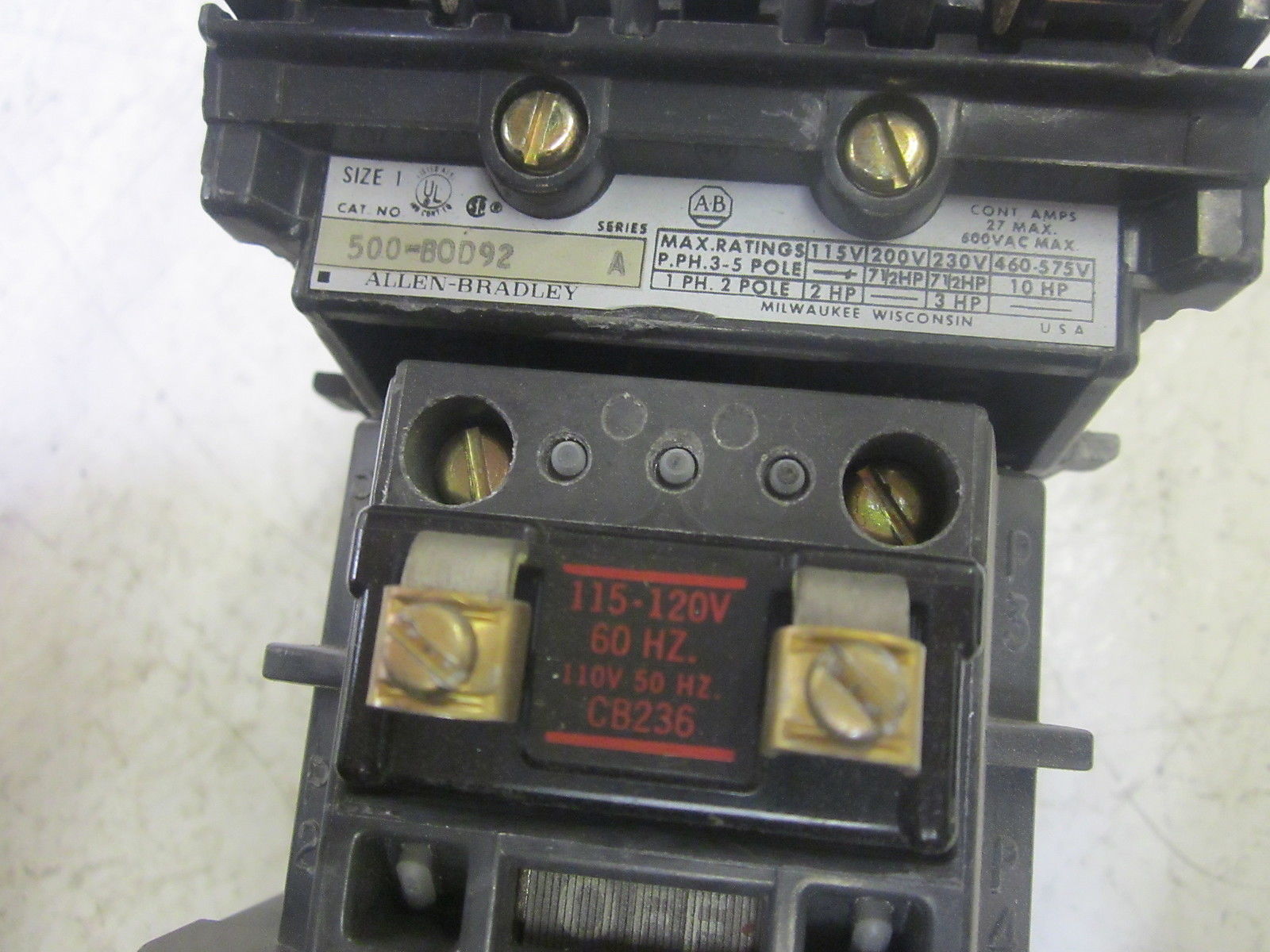 INDUSTRIAL SPARE PART 500-B0D92 SER.A MOTOR STARTER SIZE 1 UNMP