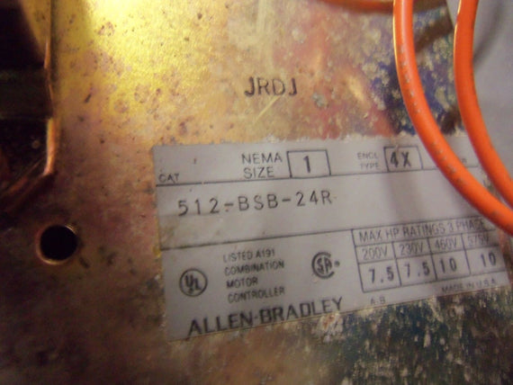 ALLEN BRADLEY 512-BSB-24R SERIES B COMBINATION MOTOR STARTER UNMP