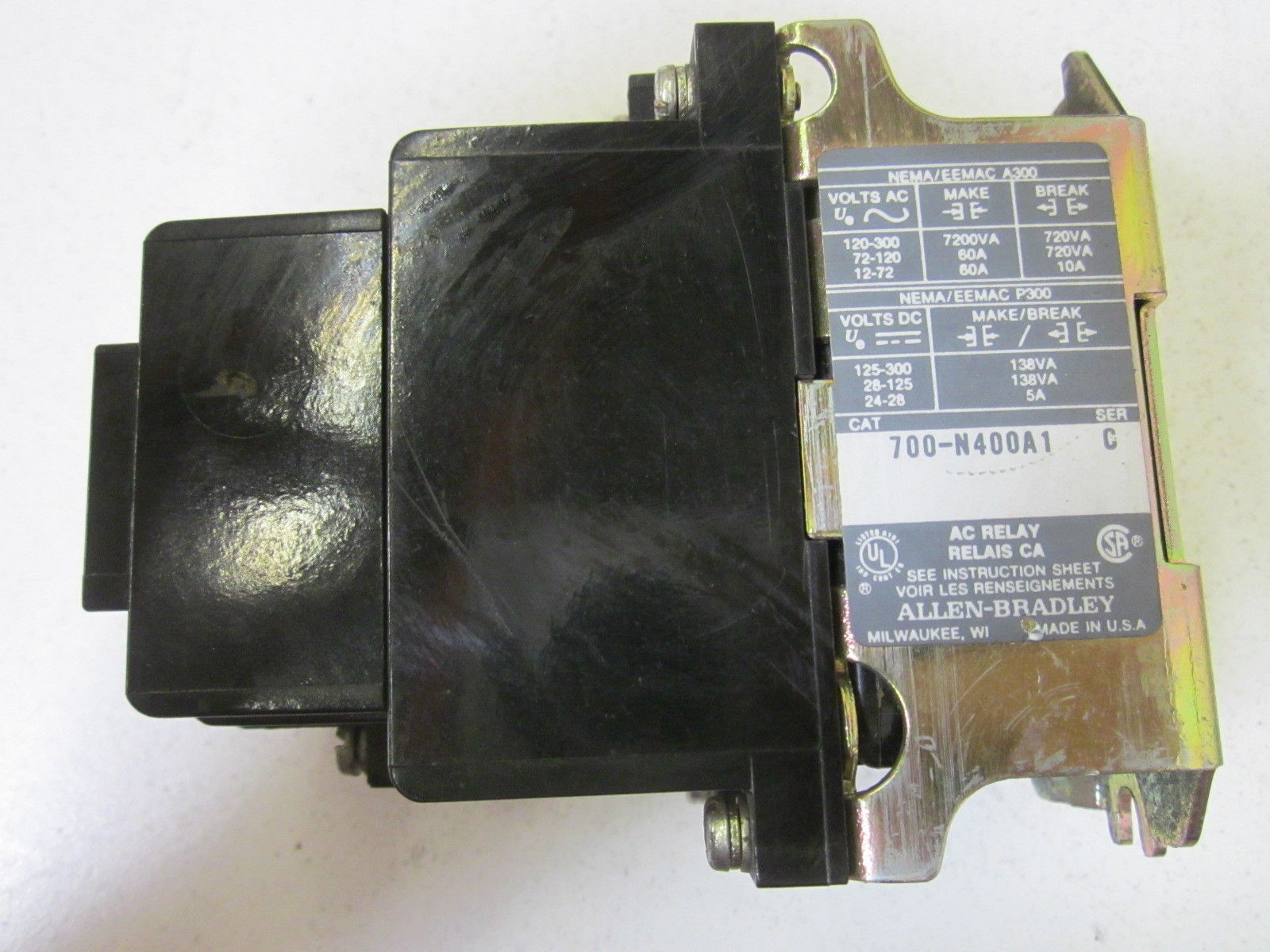 ALLEN BRADLEY 700-N400A1 SER. C CONTROL RELAY 110/120V  UNMP