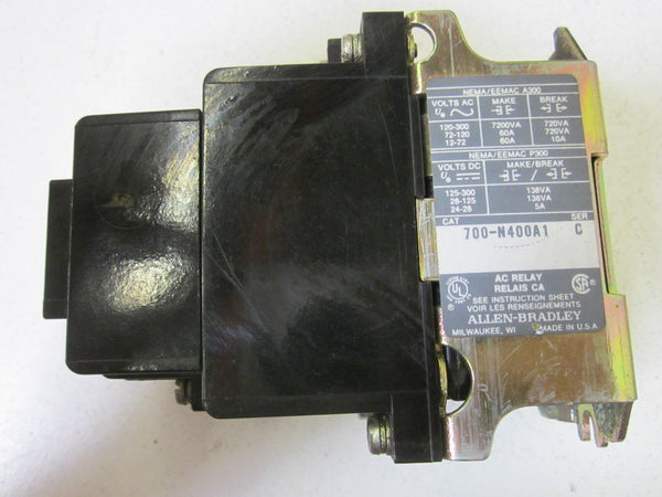 ALLEN BRADLEY 700-N400A1 SER. C CONTROL RELAY 110/120V  UNMP