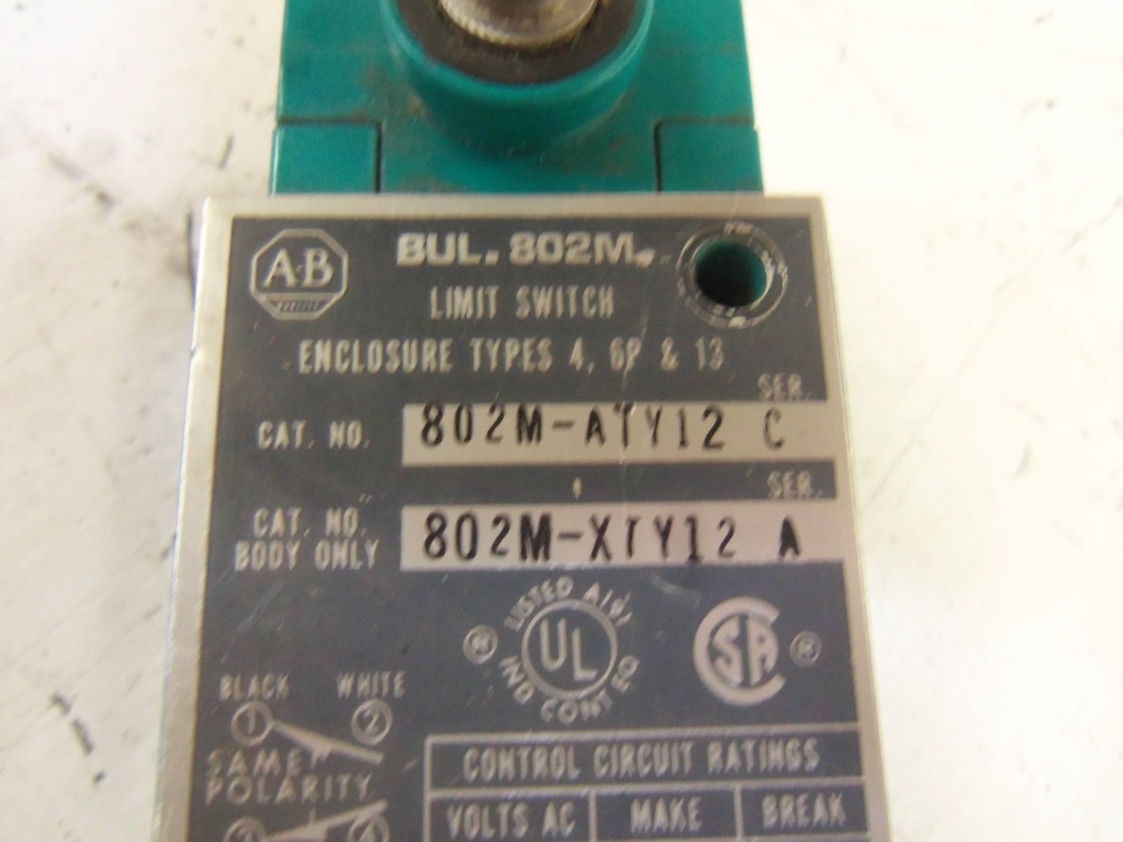 INDUSTRIAL SPARE PART 802M-ATY12 SERIES C LIMIT SWITCH UNMP