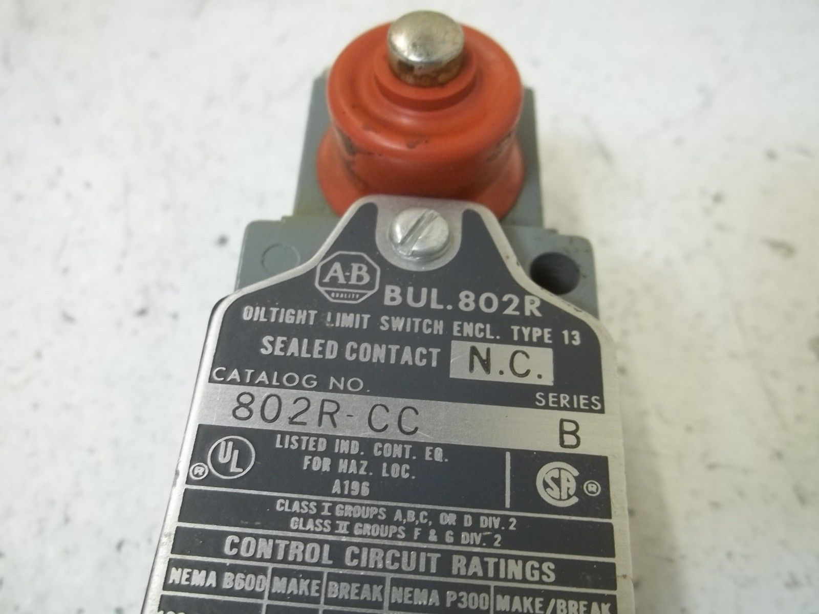 INDUSTRIAL SPARE PART 802R-CC SER.B LIMIT SWITCH UNMP