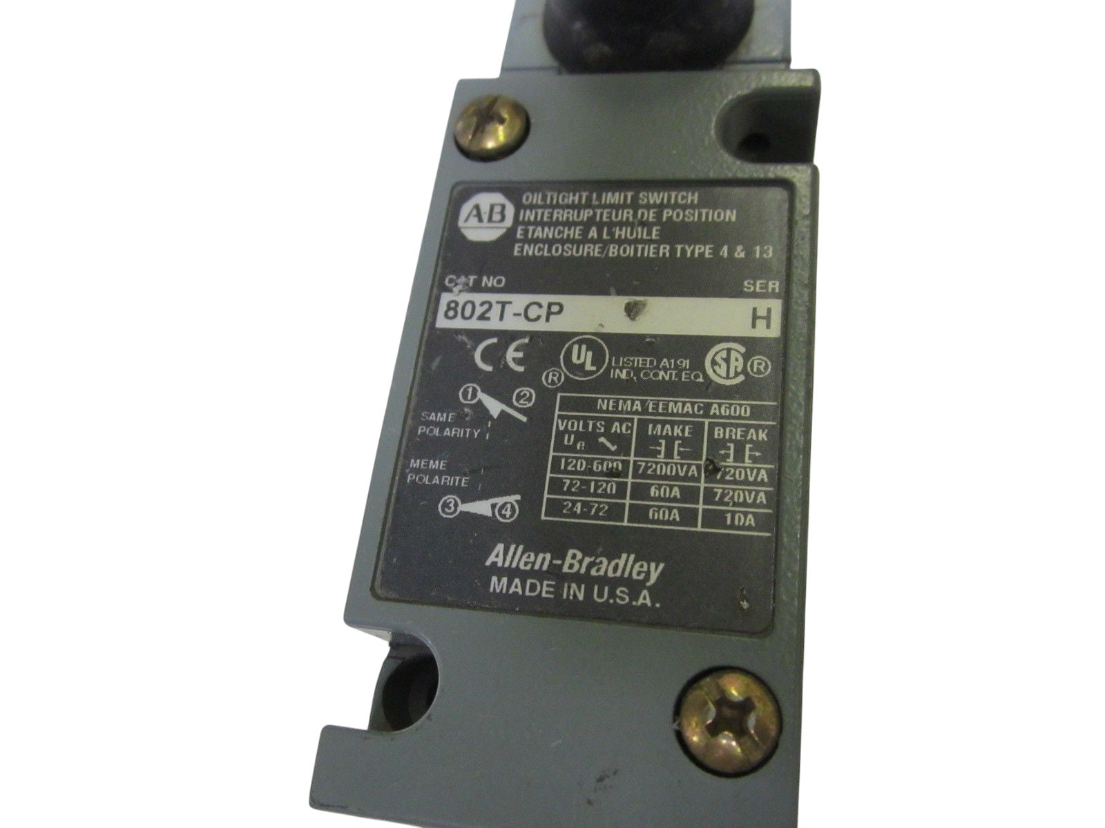 INDUSTRIAL SPARE PART 802T-HT SER.1 OIL TIGHT LIMIT SWITCH UNMP