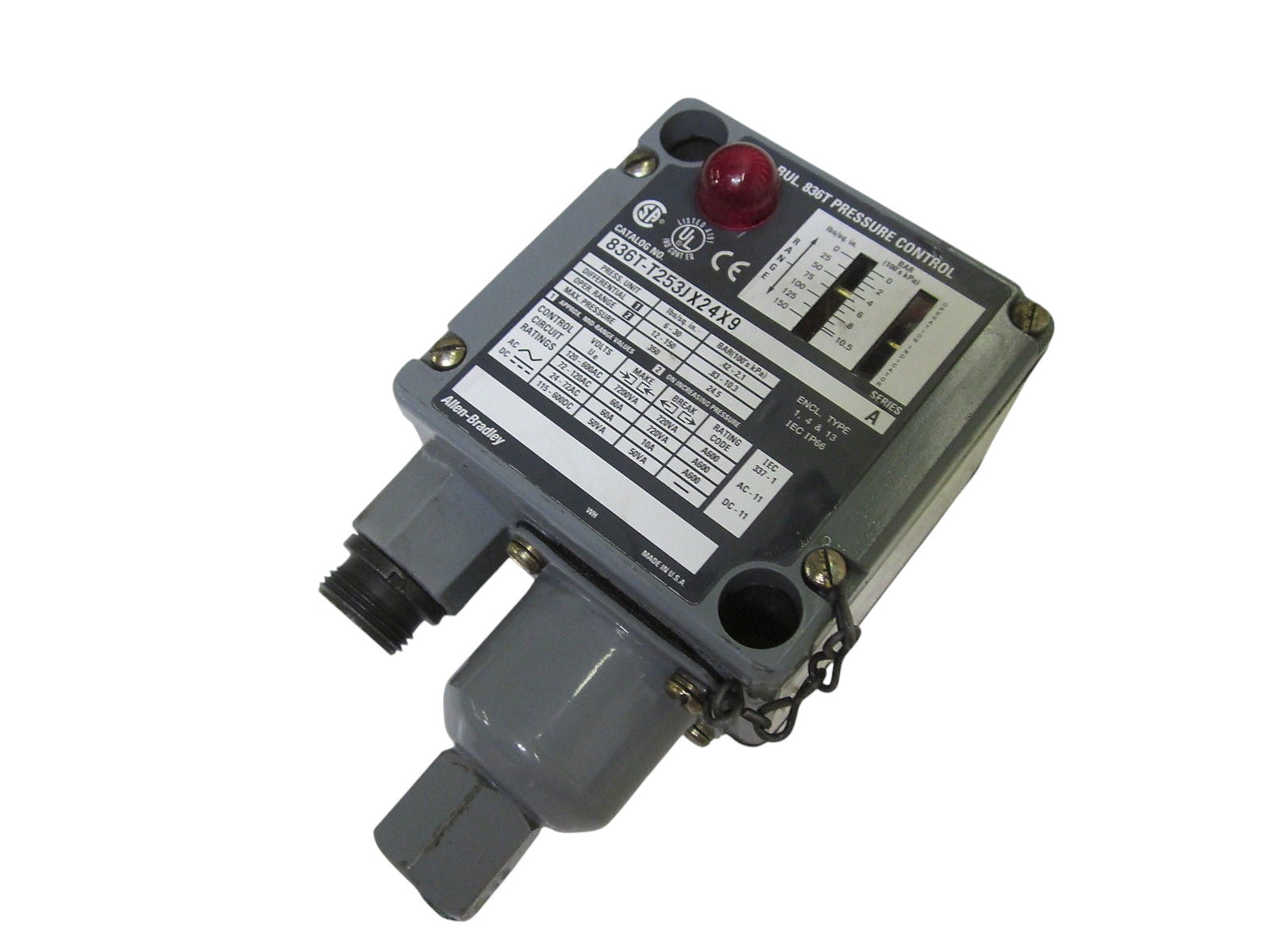 INDUSTRIAL SPARE PART 836T-T253JX24X9 SER.A PRESSURE SWITCH PILOT LIGHT UNMP