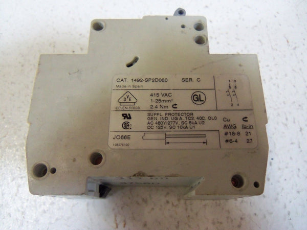 ALLEN BRADLEY CIRCUIT BREAKER 1492-SP2D060 SERIES C UNMP