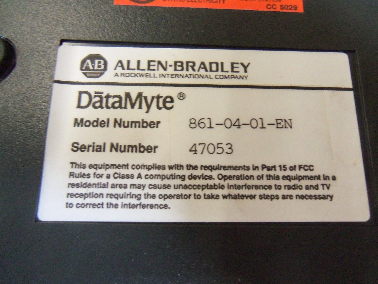 ALLEN BRADLEY DATAMYTE 861-04-01-EN (AS PICTURED)  *USED*