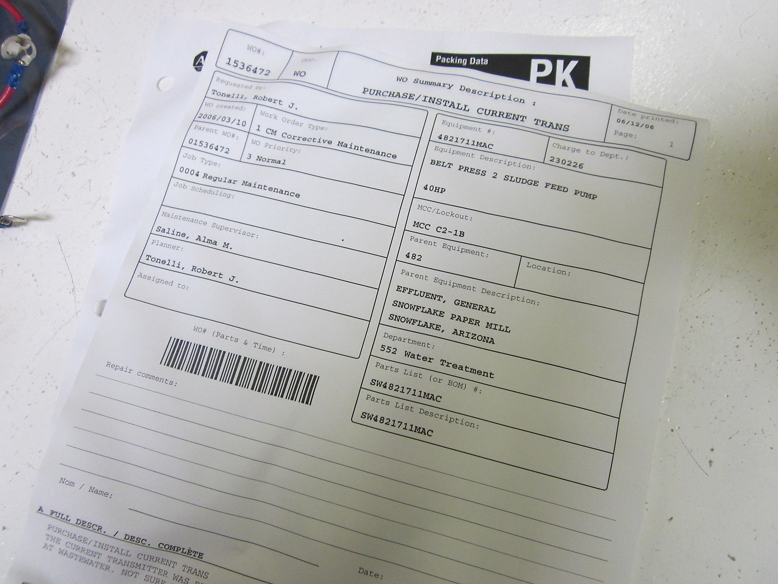 INDUSTRIAL SPARE PART SP-140534 SER.A  UNMP