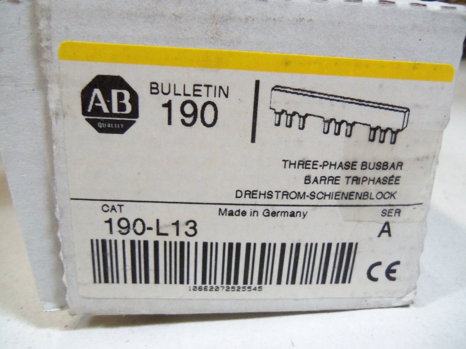 ALLEN BRADLEY THREE-PHASE BUSBAR 190-L13 SERIES A *NEW IN BOX*