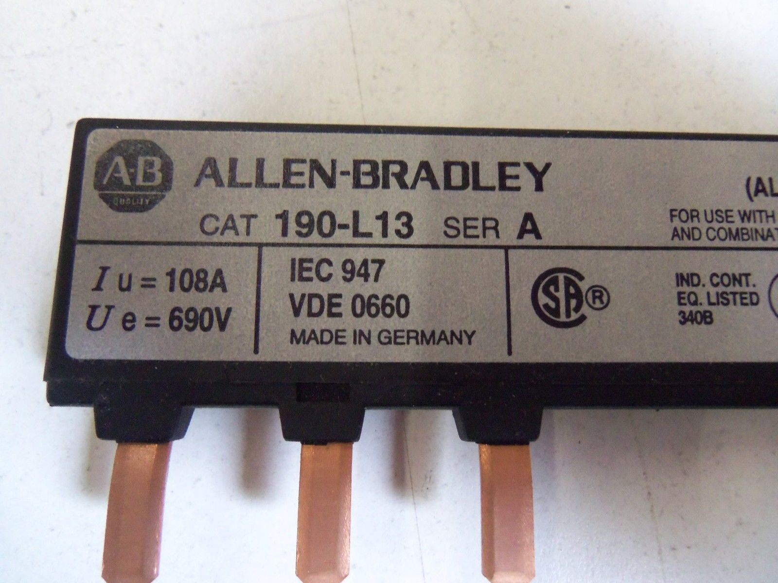 ALLEN BRADLEY THREE-PHASE BUSBAR 190-L13 SERIES A *NEW IN BOX*
