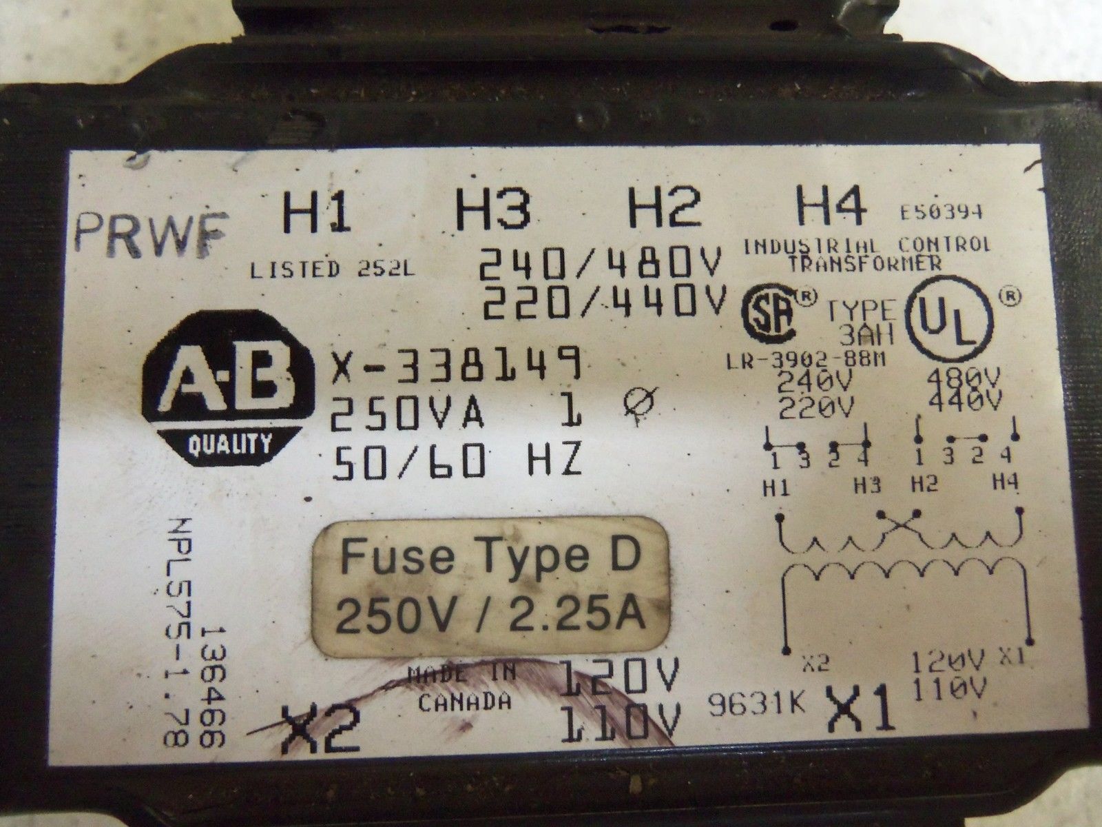 INDUSTRIAL SPARE PART X-338149 TRANSFORMER UNMP